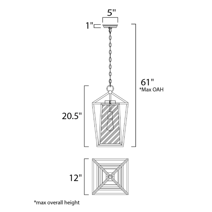 Maxim 3178 Artisan 1-lt 12" Outdoor Hanging Lantern