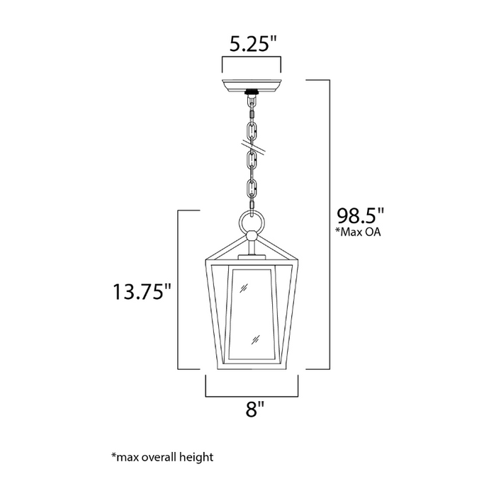 Maxim 3179 Artisan 1-lt 8" Outdoor Hanging Lantern