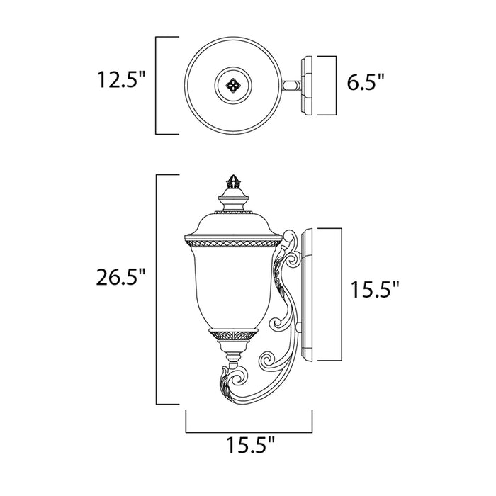 Maxim 3424 Carriage House DC 3-lt 27" Tall Outdoor Wall Lantern