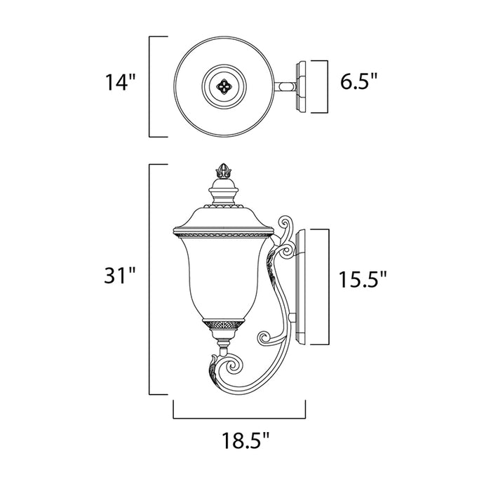Maxim 3425 Carriage House DC 3-lt 31" Tall Outdoor Wall Lantern