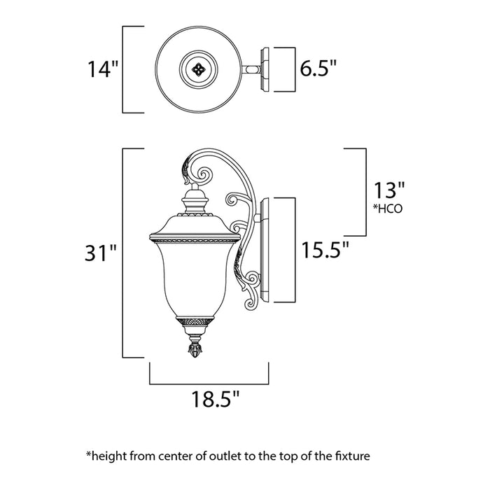 Maxim 3498 Carriage House DC 3-lt 31" Tall Outdoor Wall Lantern