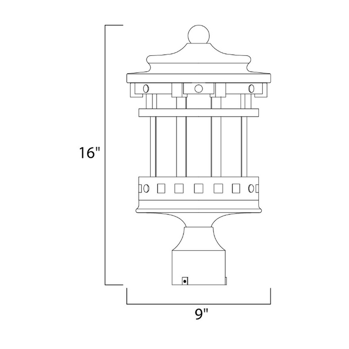 Maxim 40036 Santa Barbara VX 3-lt 16" Tall Outdoor Pole Lantern