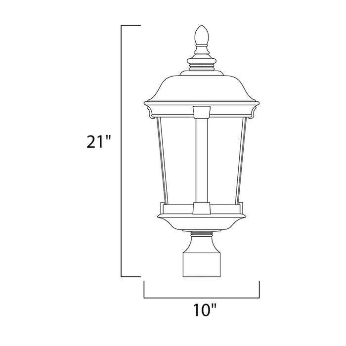 Maxim 40091 Dover VX 3-lt 21" Tall Outdoor Pole/Post Lantern