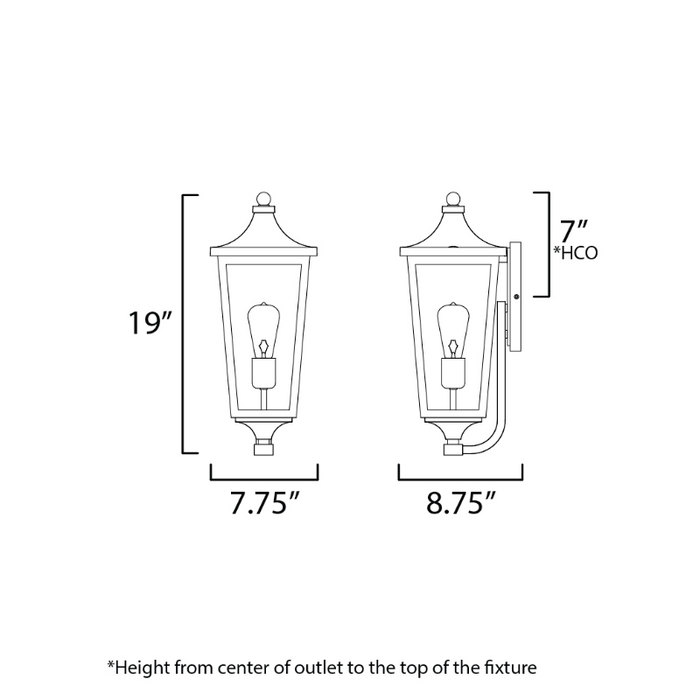 Maxim 40233 Sutton Place VX 1-lt 19" Tall Outdoor Wall Sconce