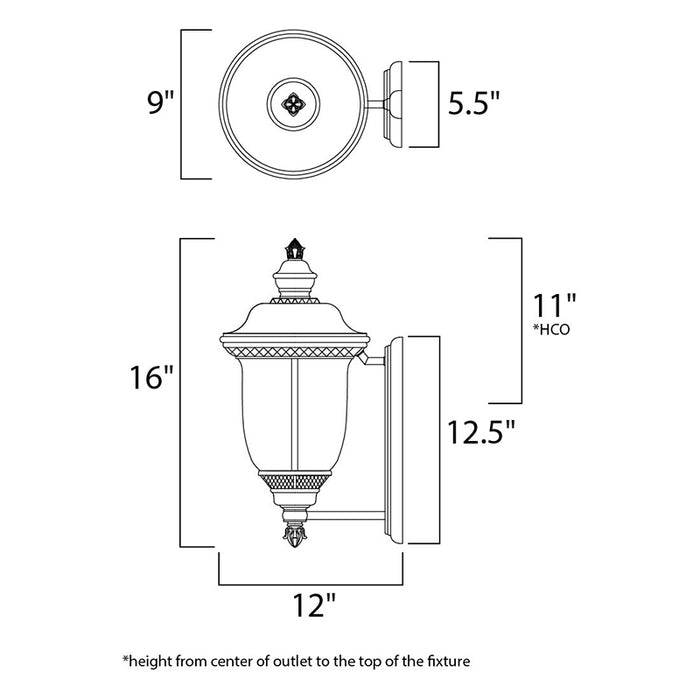 Maxim 40422 Carriage House VX 2-lt 16" Tall Outdoor Wall Lantern