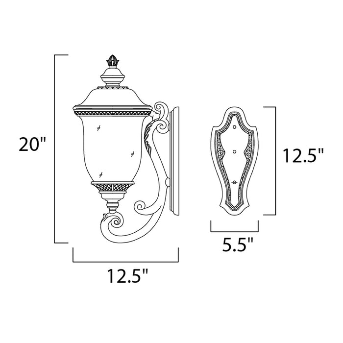 Maxim 40424 Carriage House VX 3-lt 27" Tall Outdoor Wall Lantern