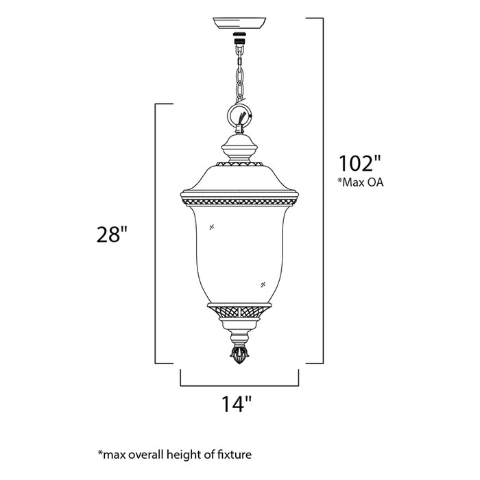 Maxim 40428 Carriage House VX 3-lt 14" Outdoor Hanging Lantern