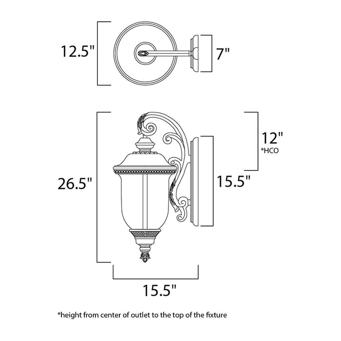 Maxim 40497 Carriage House VX 3-lt 27" Tall Outdoor Wall Lantern