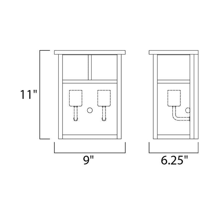 Maxim 4051 Coldwater 2-lt 11" Tall Outdoor Wall Lantern