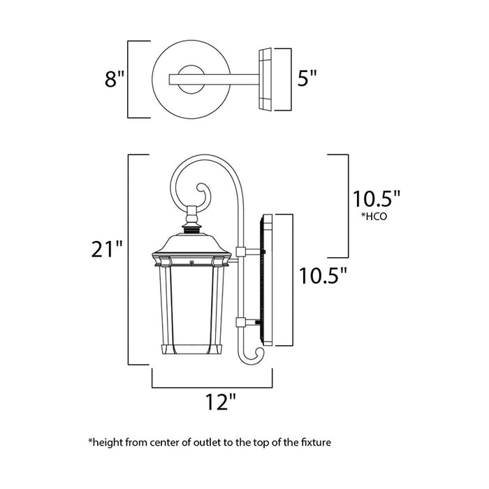 Maxim 55023 Dover LED 1-lt 21" Tall LED Outdoor Wall Lantern
