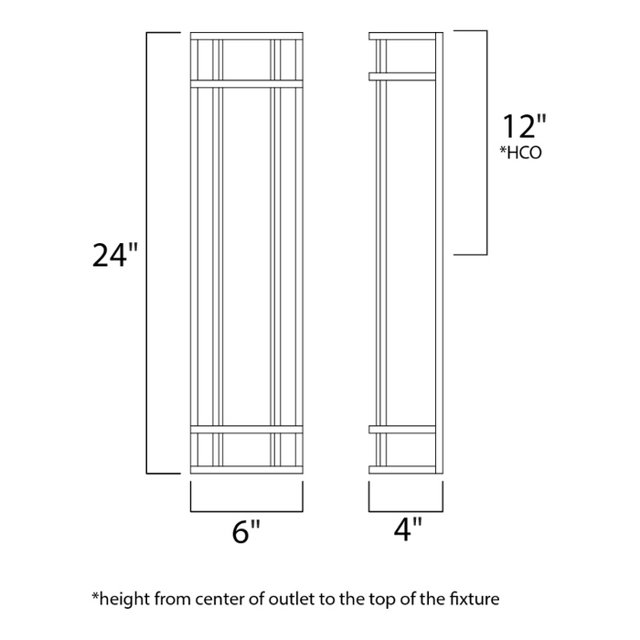 Maxim 55575 Moon Ray 23W, 3000K,  24" Tall LED Outdoor Wall Sconce, 120-277V