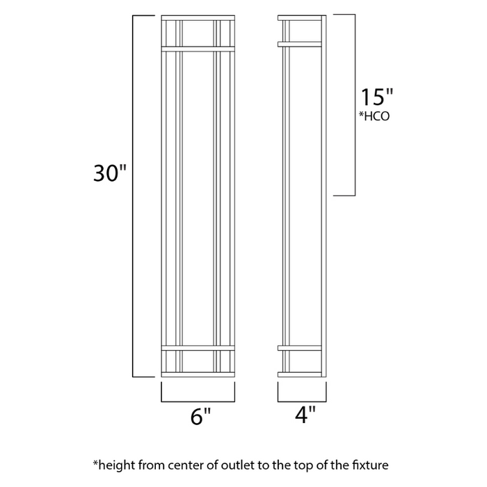 Maxim 55577 Moon Ray 28W, 3000K,  30" Tall LED Outdoor Wall Sconce, 120-277V
