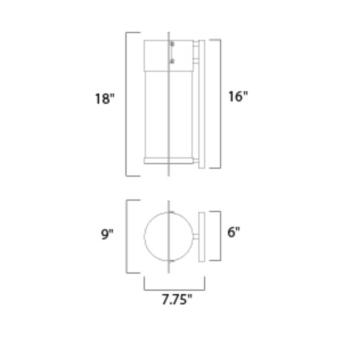 Maxim 55894 Focus 1-lt 18" Tall LED Outdoor Wall Sconce