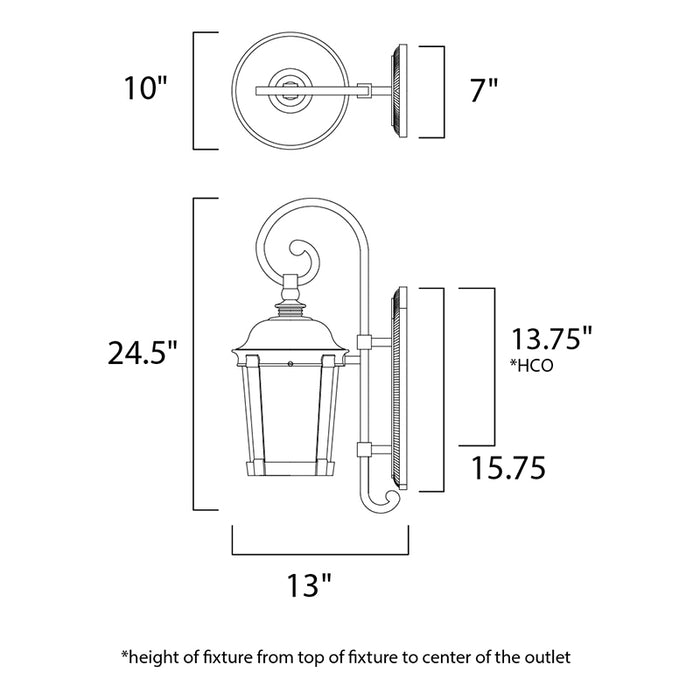 Maxim 56094 Dover LED E26 1-lt 25" Tall LED Outdoor Wall Lantern