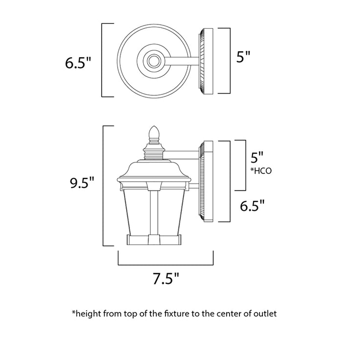 Maxim 56096 Dover LED E26 1-lt 10" Tall LED Outdoor Wall Lantern
