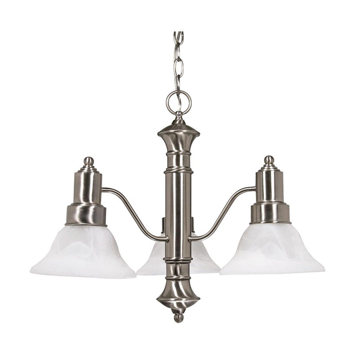 Nuvo Gotham 3-lt 23" Chandelier, Alabaster Glass