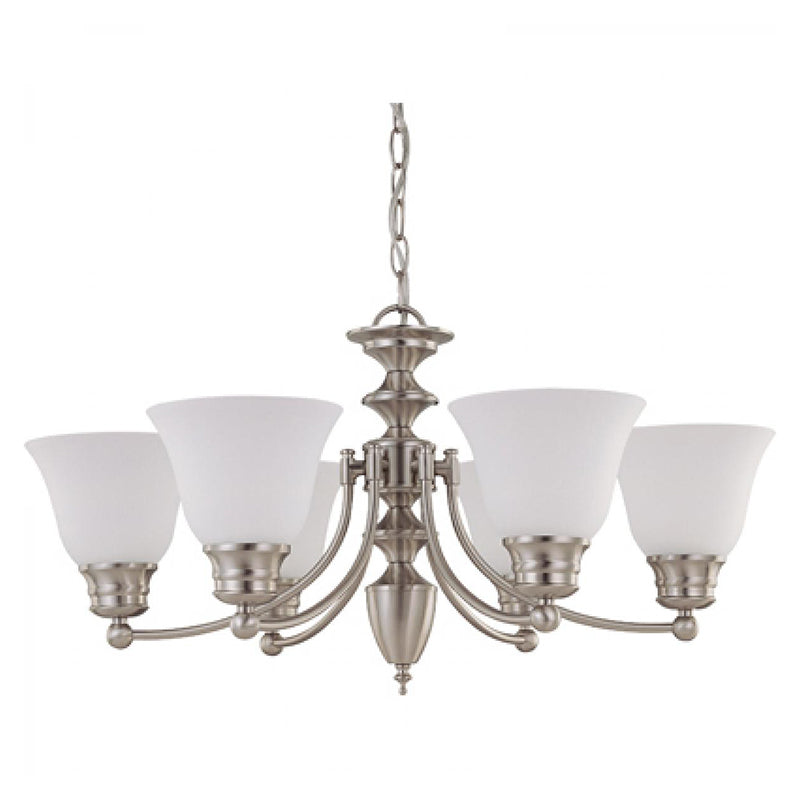 Nuvo Empire 6-lt 26" Chandelier, Frosted Glass