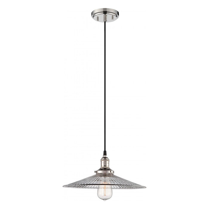 Nuvo Vintage 1-lt 14" Pendant with Clear Ribbed Glass