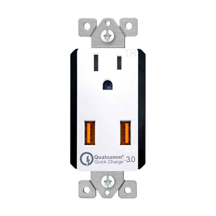 Enerlites 61150-TR2USB-QC3 USB Receptacle 15 Amp Single Decorator Receptacle with Quick Charge 3.0