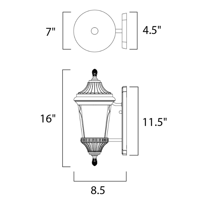 Maxim 65013 Odessa LED E26 1-lt 16" Tall LED Outdoor Wall Lantern