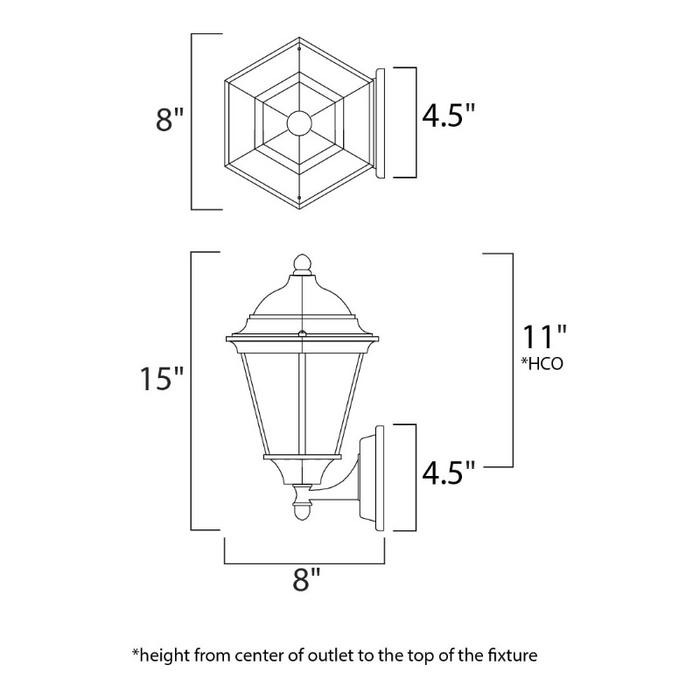Maxim 65102 Westlake LED E26 1-lt 15" Tall LED Outdoor Wall Lantern
