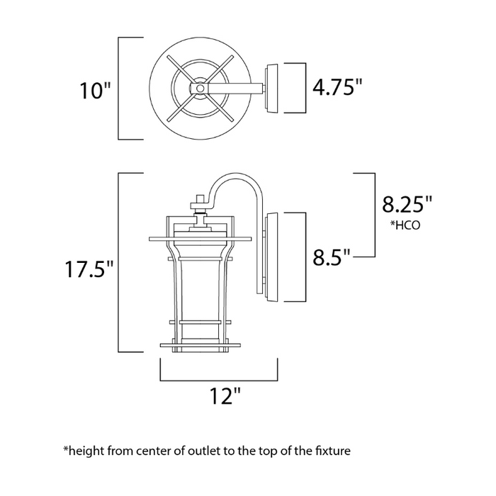 Maxim 65785 Oakville LED E26 1-lt 18" Tall LED Outdoor Wall Lantern
