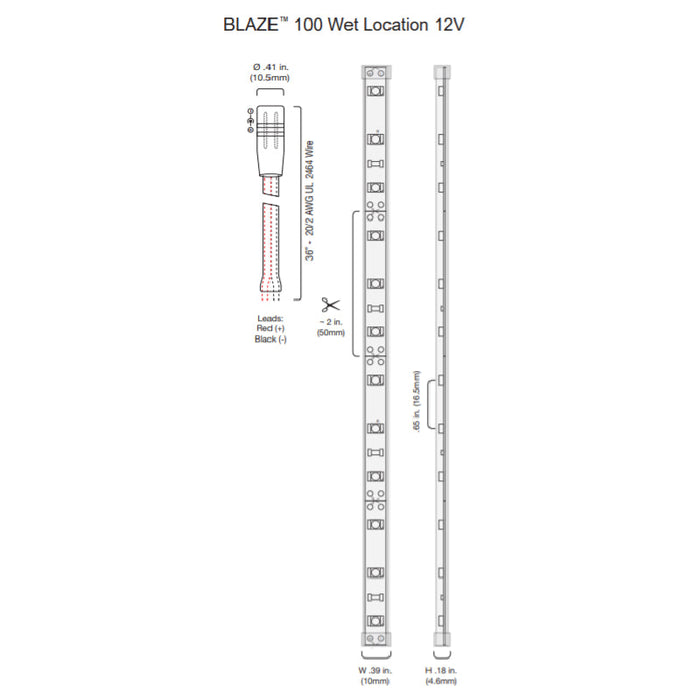 Diode LED BLAZE Wet Location 24V 1.46W/ft LED Strip Light, 16.4 ft.