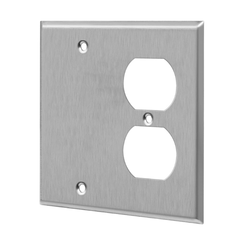 Enerlites 770121 2-Gang Combination Blank and Duplex Receptacle Wall Plates, 10-Pack