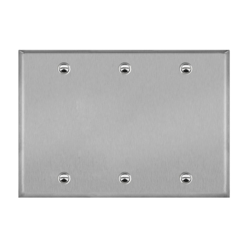 Enerlites 7703 3 Gang Blank Cover Metal Wall Plates, 10-Pack