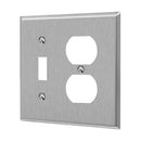Enerlites 771121 2-Gang Combination Toggle and Duplex Receptacle Metal Wall Plates, 10-Pack