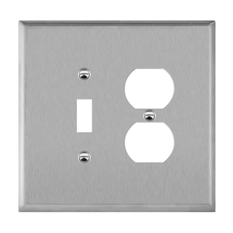 Enerlites 771121O 2-Gang Over Size Combination Toggle and Duplex Receptacle Metal Wall Plates, 10-Pack