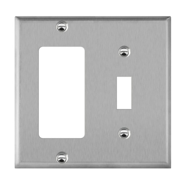 Enerlites 771131 2-Gang Combination Toggle and Decorator/GFCI Metal Wall Plates, 10-Pack