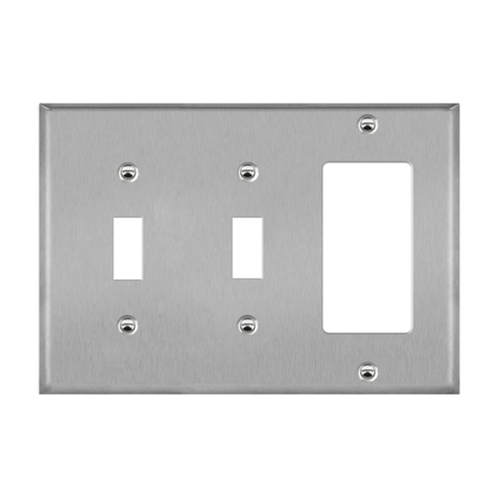 Enerlites 771231 3-Gang Combination Two Toggles and Decorator/GFCI Metal Wall Plates, 10-Pack