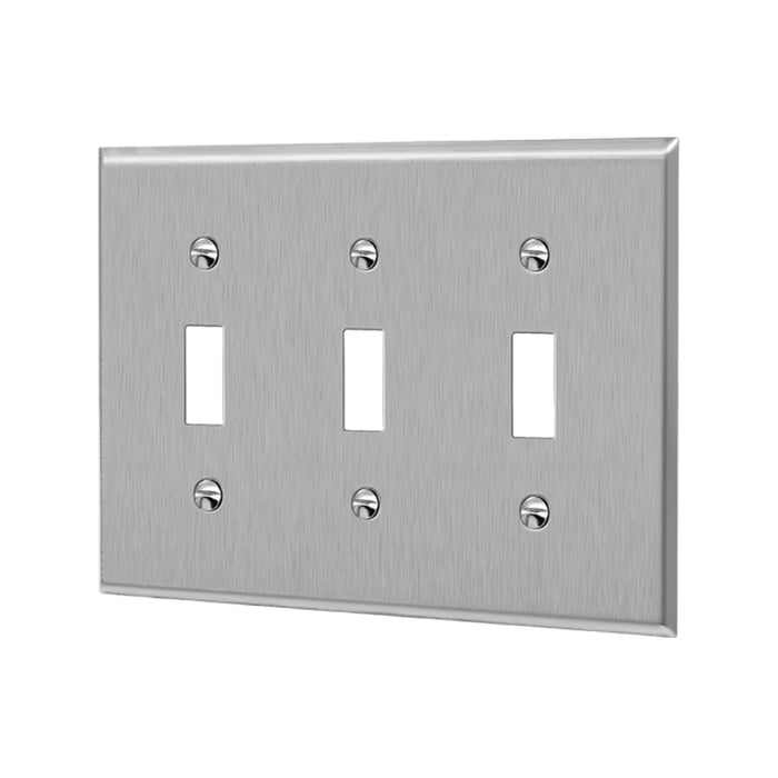 Enerlites 7713 3-Gang Metal Toggle Switch Wall Plates, 10-Pack