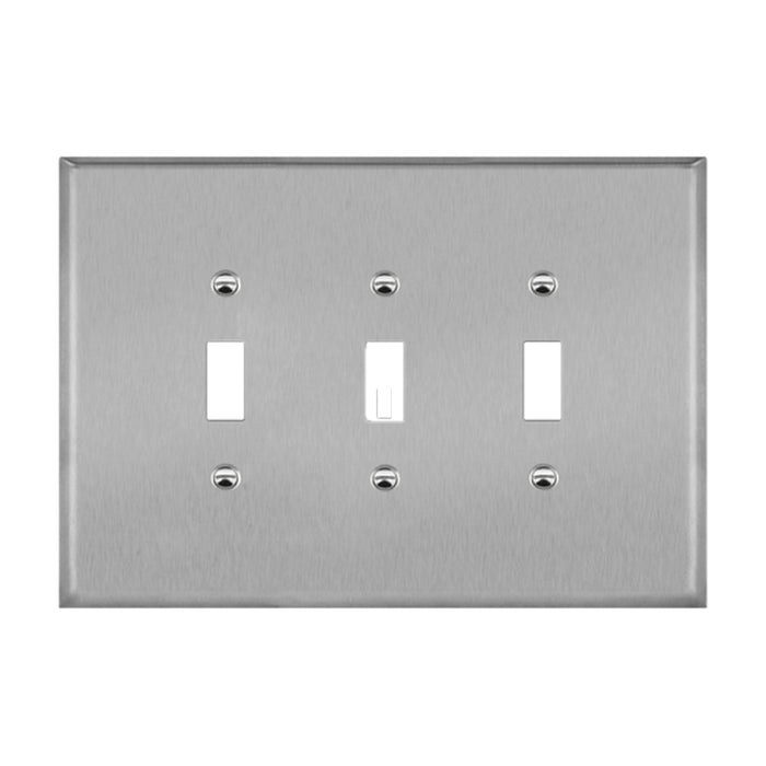 Enerlites 7713O 3-Gang Over Size Toggle Switch Metal Wall Plates, 10-Pack
