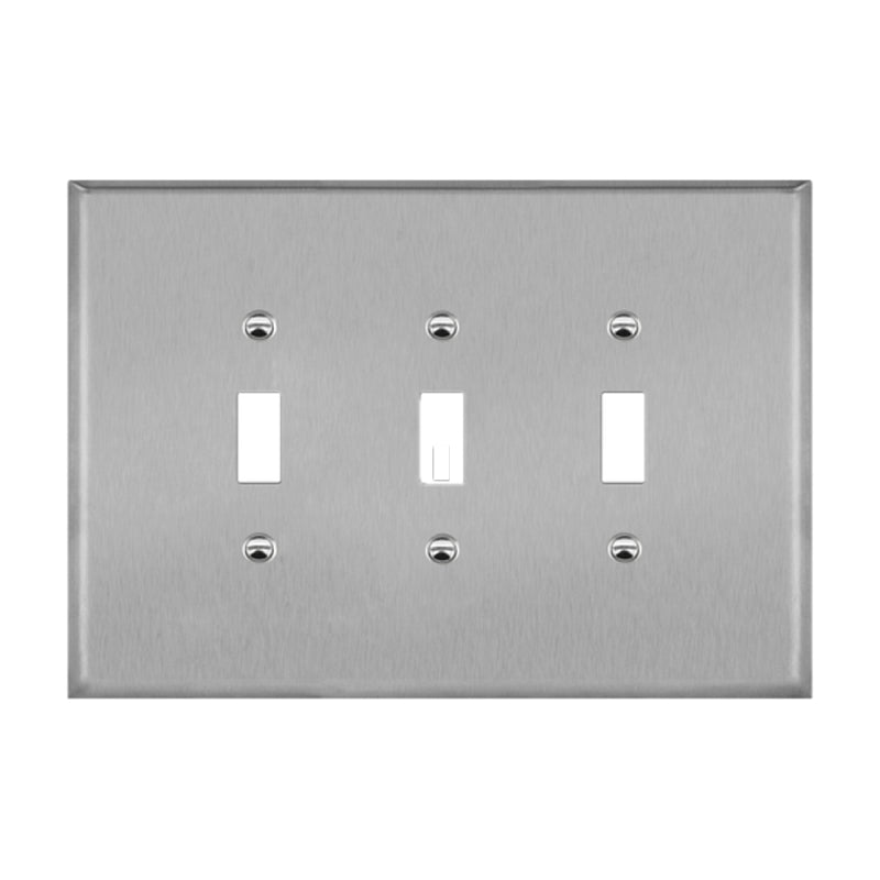 Enerlites 7713O 3-Gang Over Size Toggle Switch Metal Wall Plates, 10-Pack
