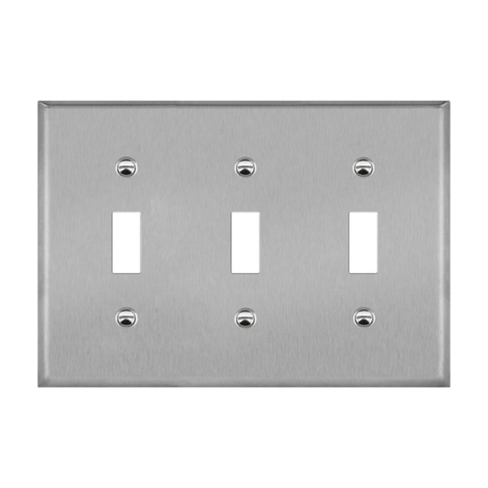 Enerlites 7713 3-Gang Metal Toggle Switch Wall Plates, 10-Pack