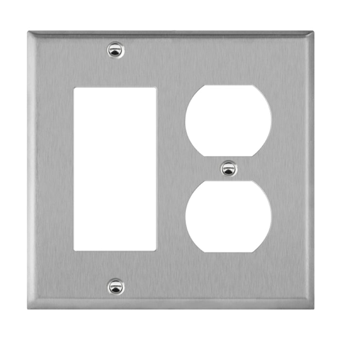 Enerlites 772131 2-Gang Combination Duplex Receptacle and Decorator/GFCI Metal Wall Plates, 10-Pack