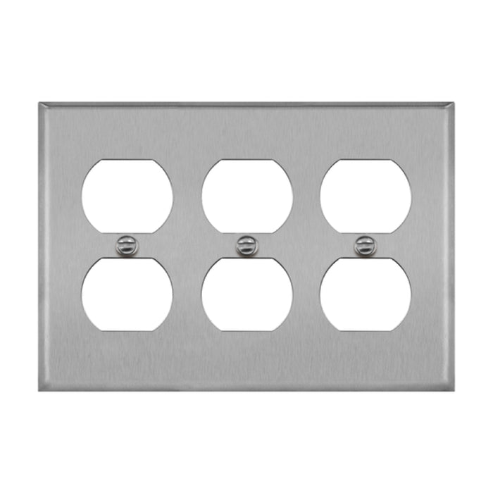 Enerlites 7723 3-Gang Duplex Receptacle Metal Wall Plates, 10-Pack