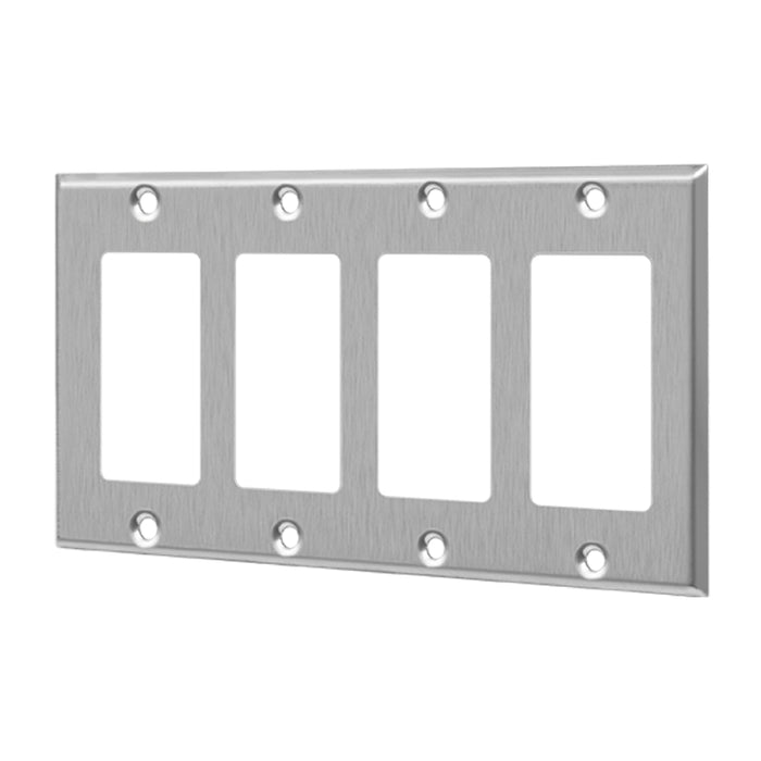 Enerlites 7734 4-Gang Decorator/GFCI Metal Wall Plates, 10-Pack