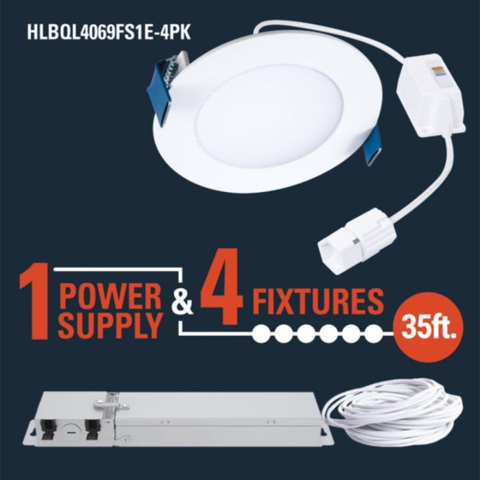 Halo HLBQL4069FS1E-4PK 4" QuickLink Low Voltage Phase Cut Canless Downlights (4-Pack Kit Including Driver)