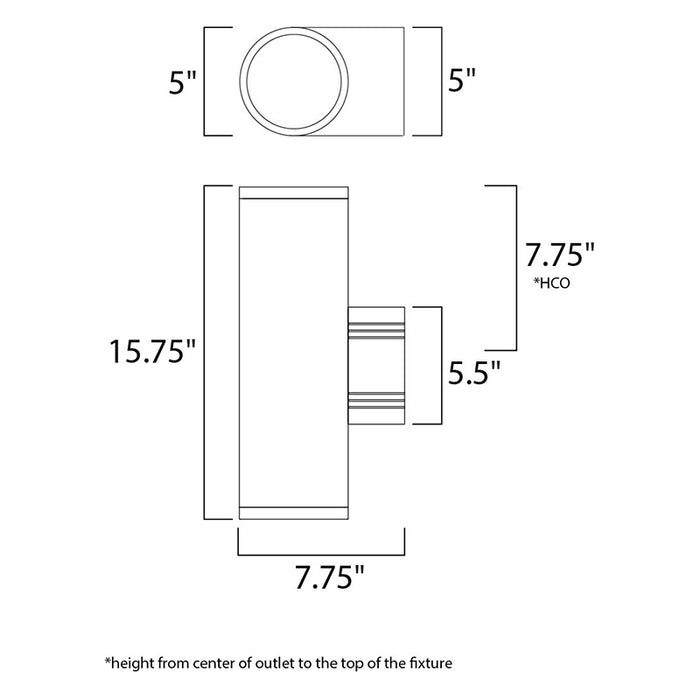 Maxim 86102 Lightray LED 2-lt 16" Tall LED Outdoor Wall Sconce
