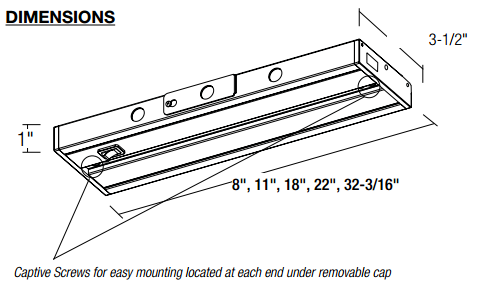 Nora NUD-8818 LEDUR 18" 11W LED Undercabinet, 3000K 608 Lumen Dimmable 120V