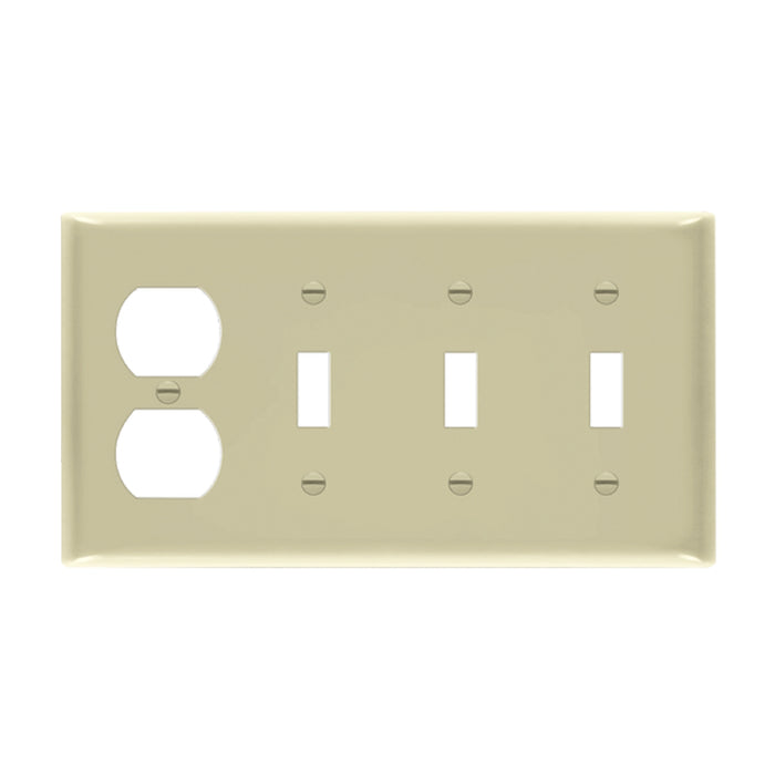 Enerlites 881321 4-Gang 3 Toggles and Duplex Receptacle Combination Wall Plate, 10-Pack
