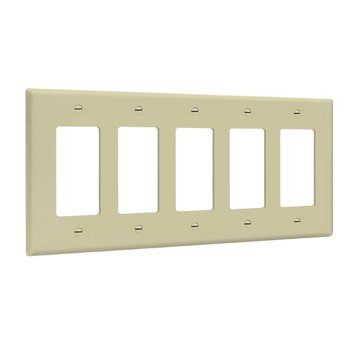 Enerlites 8835M 5-Gang Decorator/GFCI Mid Size Wall Plate, 10-Pack