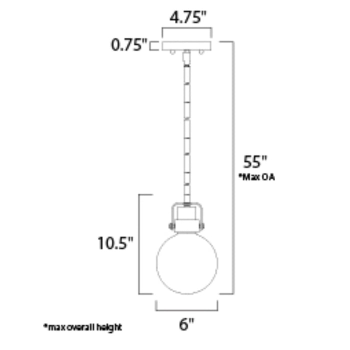 Maxim 90510 Bauhaus 1-lt 6" Mini Pendant