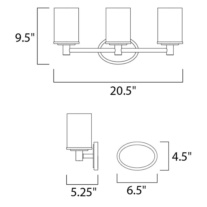 Maxim 9053 Cylinder 3-lt 21" Bath Vanity