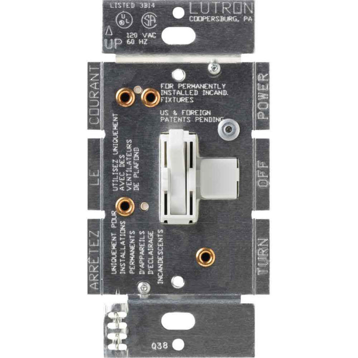 Lutron AY2-LFSQ Ariadni Toggler 1.5 Amp Single Pole 3-Speed Fan Control And Dimmer