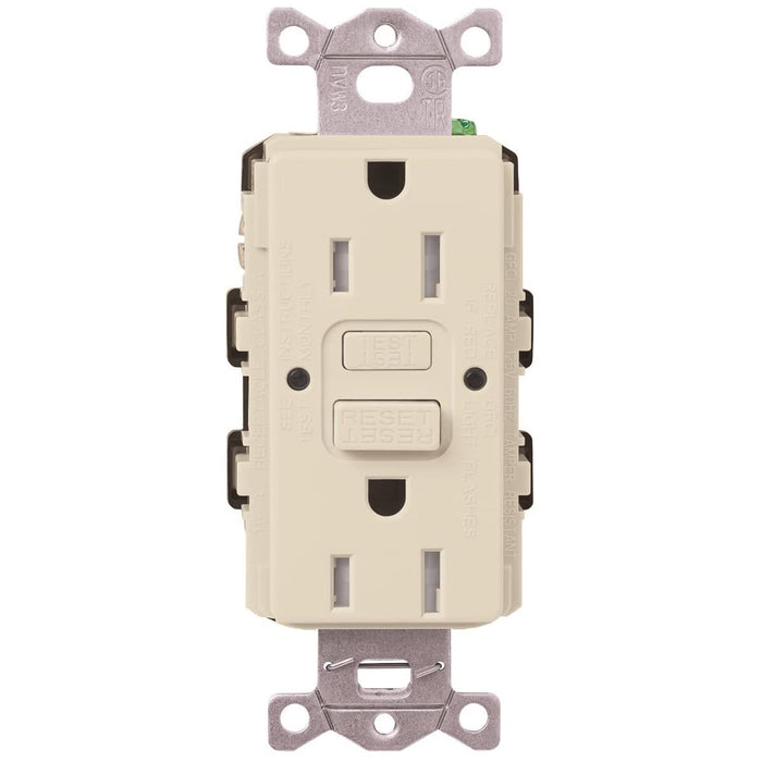 Lutron CAR-15-GFST Claro Self-Testing Tamper Resistant GFCI Receptacle
