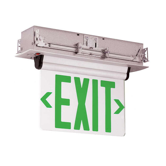 Compass CEL Series Edge-Lit LED Recessed Exit Sign with Battery - Single Face, Green Letters